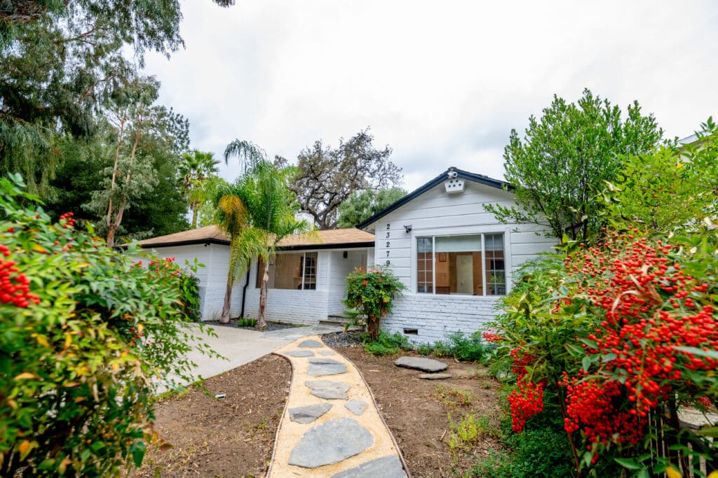 The front of our ranch style house on our residential campus